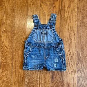 OshKosh B'gosh Distressed Blue Baby Boy or Girl size 6 months  Short Overalls.